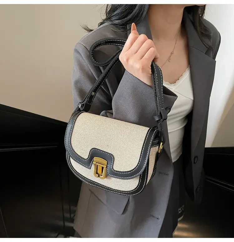 2025 Korean Style Pu Canvas Single Shoulder Bag Contrasting Stitching — feature 14
