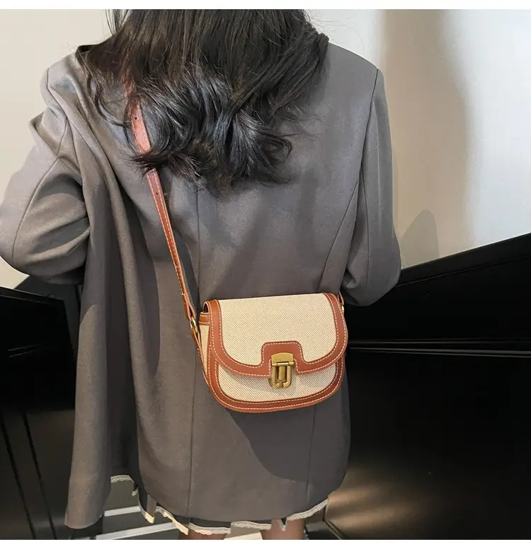 2025 Korean Style Pu Canvas Single Shoulder Bag Contrasting Stitching — feature 16
