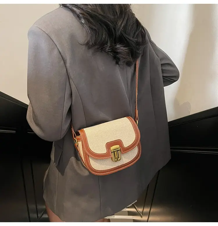 2025 Korean Style Pu Canvas Single Shoulder Bag Contrasting Stitching — feature 17