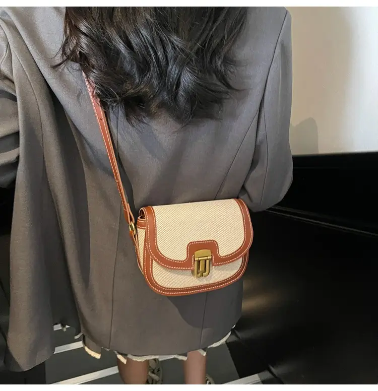2025 Korean Style Pu Canvas Single Shoulder Bag Contrasting Stitching — feature 18