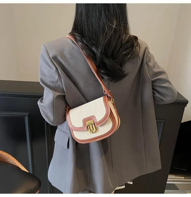 2025 Korean Style Pu Canvas Single Shoulder Bag Contrasting Stitching — feature 19