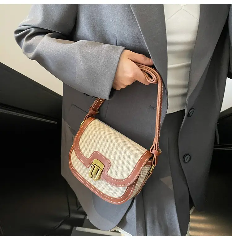 2025 Korean Style Pu Canvas Single Shoulder Bag Contrasting Stitching — feature 20
