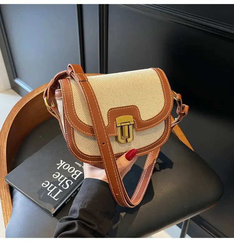 2025 Korean Style Pu Canvas Single Shoulder Bag Contrasting Stitching — feature 22