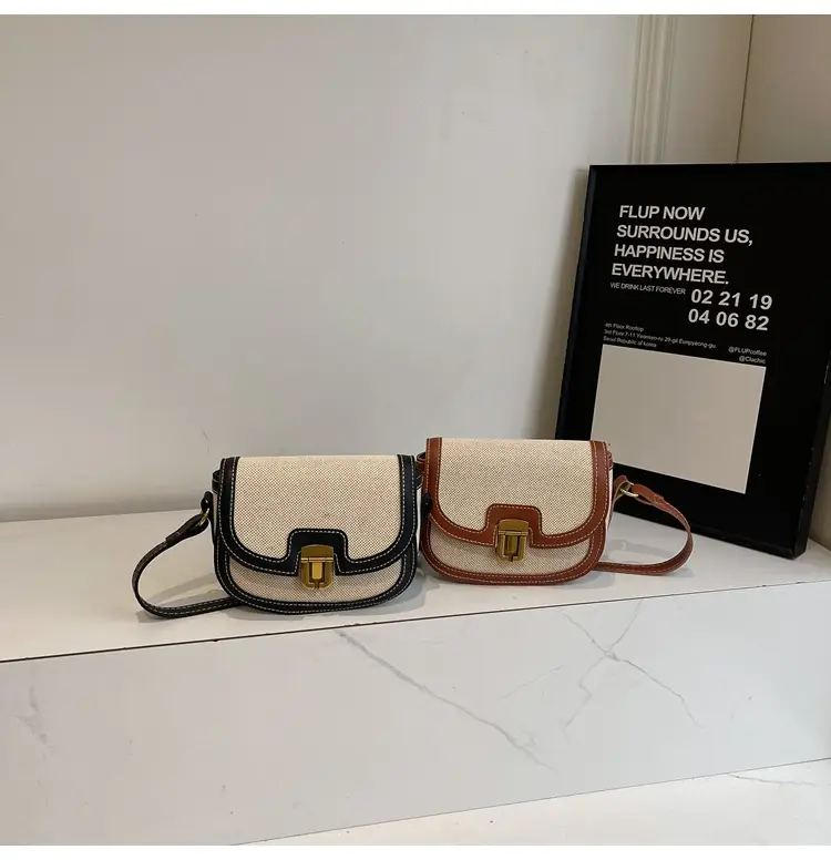 2025 Korean Style Pu Canvas Single Shoulder Bag Contrasting Stitching — feature 23