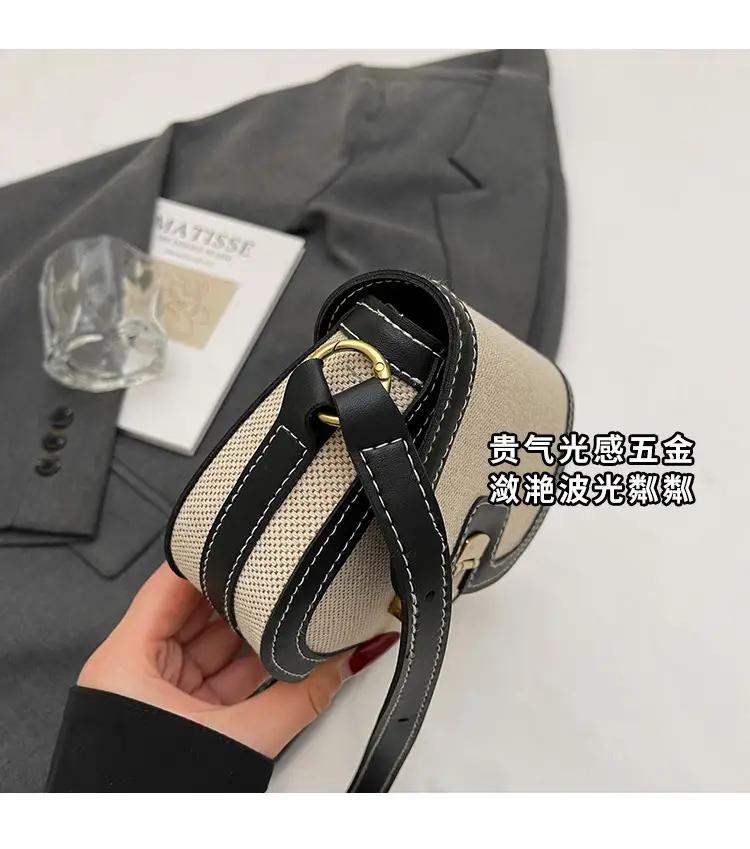 2025 Korean Style Pu Canvas Single Shoulder Bag Contrasting Stitching — feature 4