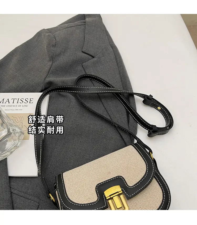 2025 Korean Style Pu Canvas Single Shoulder Bag Contrasting Stitching — feature 5