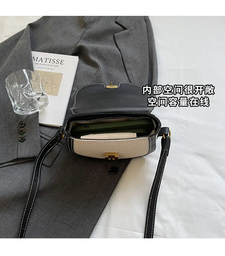 2025 Korean Style Pu Canvas Single Shoulder Bag Contrasting Stitching — feature 7