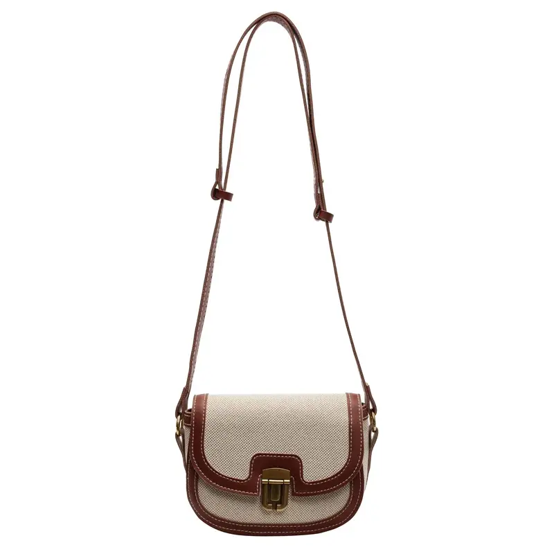 2025 Korean Style Pu Canvas Single Shoulder Bag Contrasting Stitching - Image 2