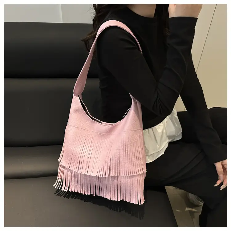 Pink Tassel Shoulder Bag for Women Spring 2025 — feature 11