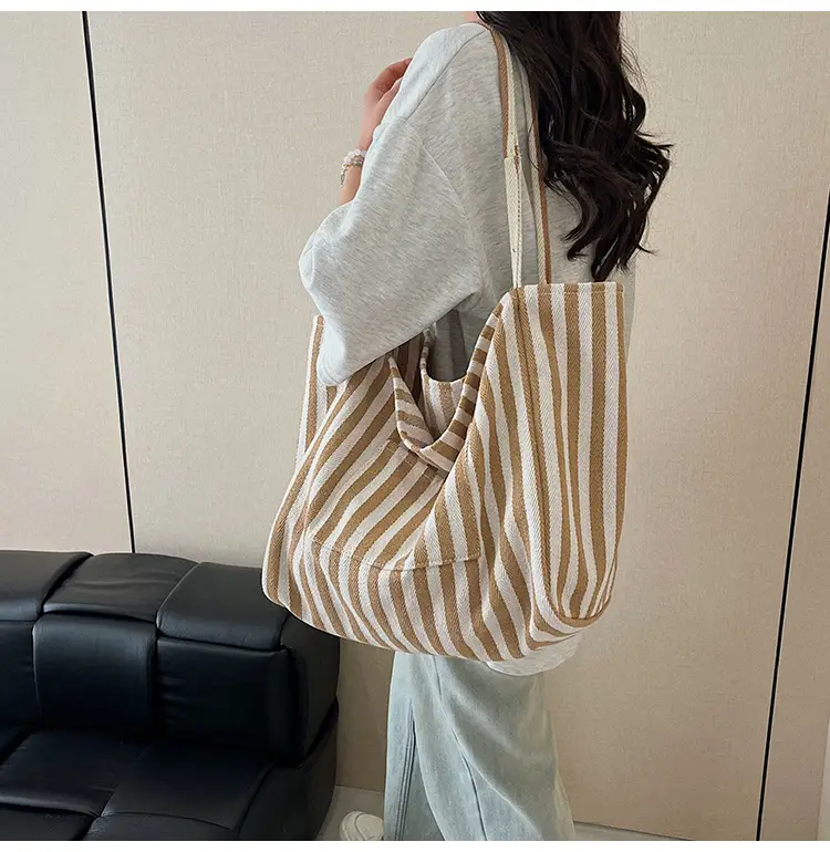 Red Striped Canvas Shoulder Bag for Women 2026 — feature 34