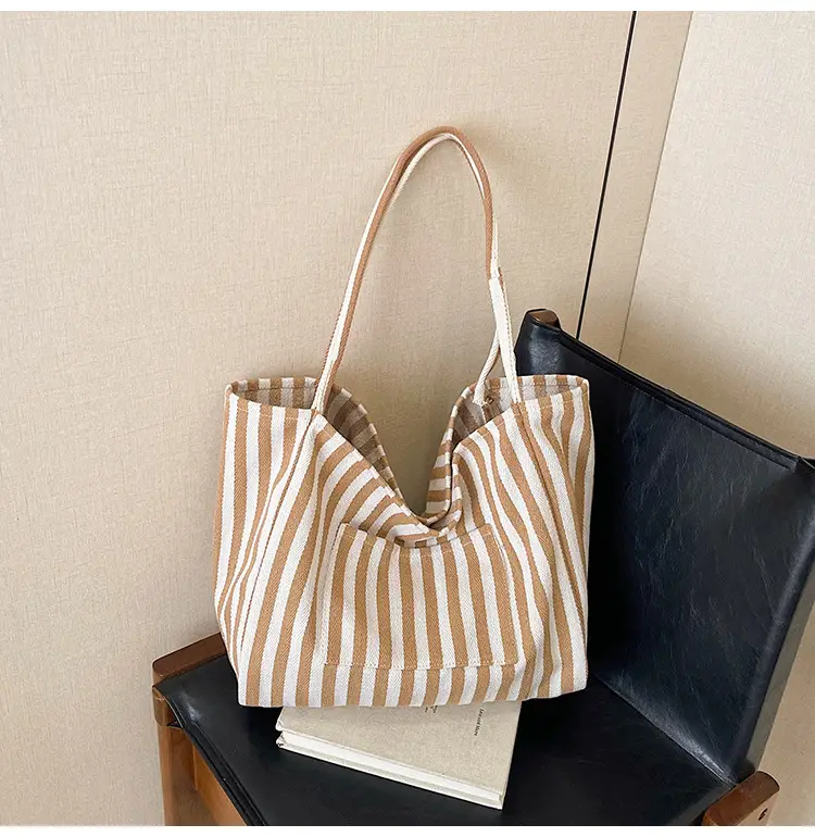 Red Striped Canvas Shoulder Bag for Women 2026 — feature 45