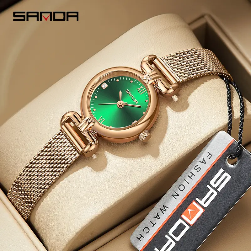 Sanda Gold Mesh Watch with Diamond Dial - Image 15