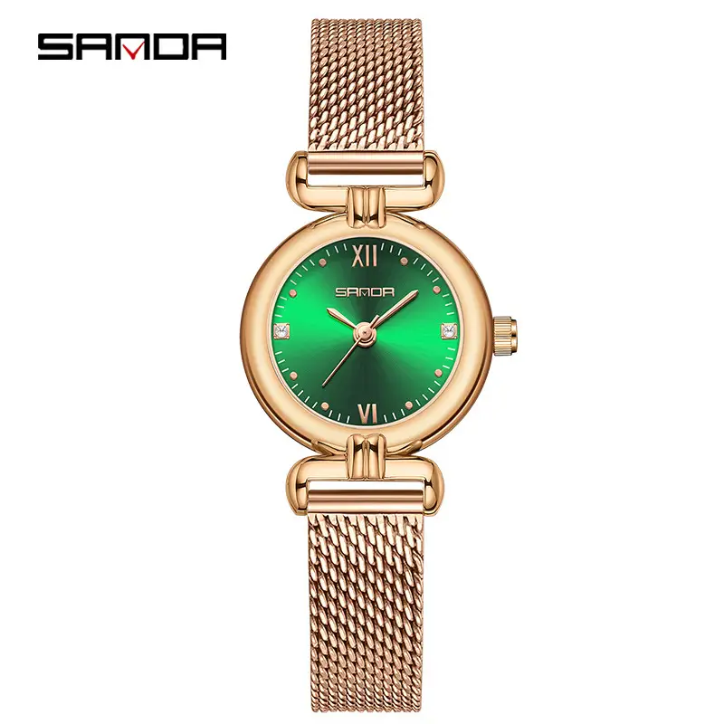 Sanda Gold Mesh Watch with Diamond Dial - Image 3