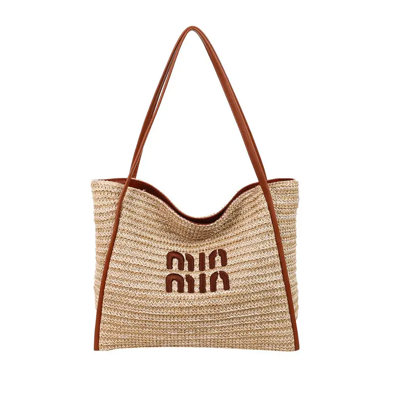 2025 New Commuting Tote Bag Striped Woven Large Capacity - Image 2