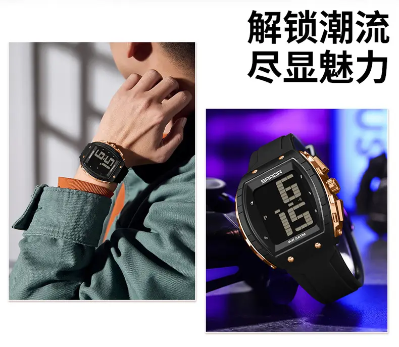 Sanda Waterproof Digital Watch Blue Elderly Large Screen — feature 17