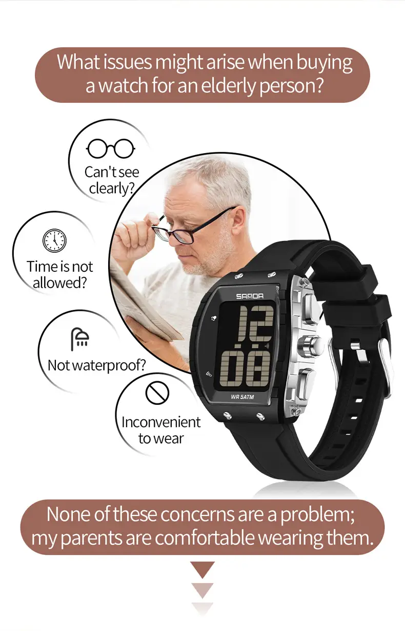 Sanda Waterproof Digital Watch Blue Elderly Large Screen — feature 24