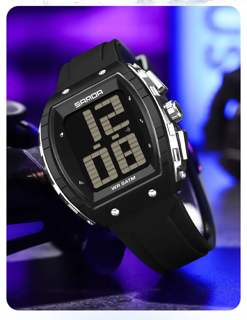 Sanda Waterproof Digital Watch Blue Elderly Large Screen — feature 30