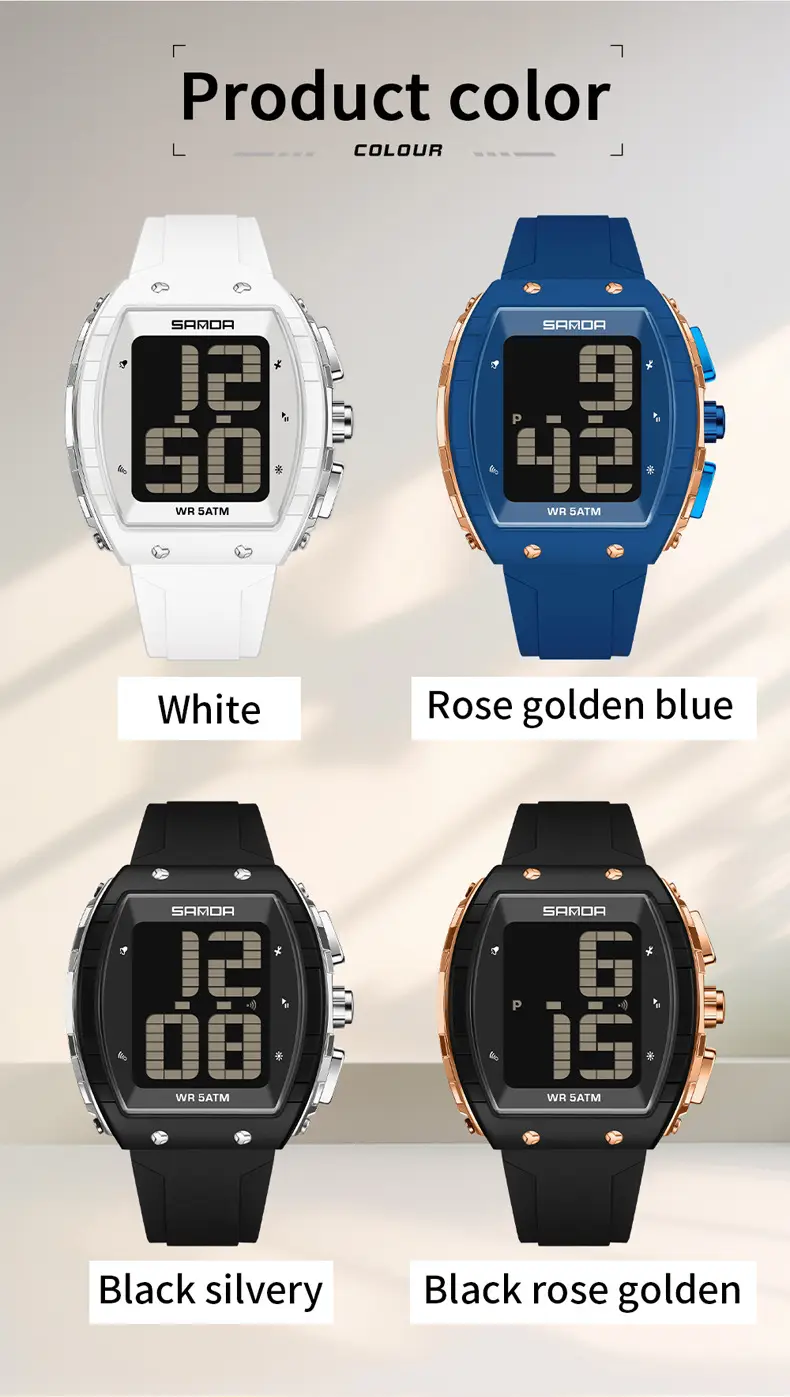 Sanda Waterproof Digital Watch Blue Elderly Large Screen — feature 32
