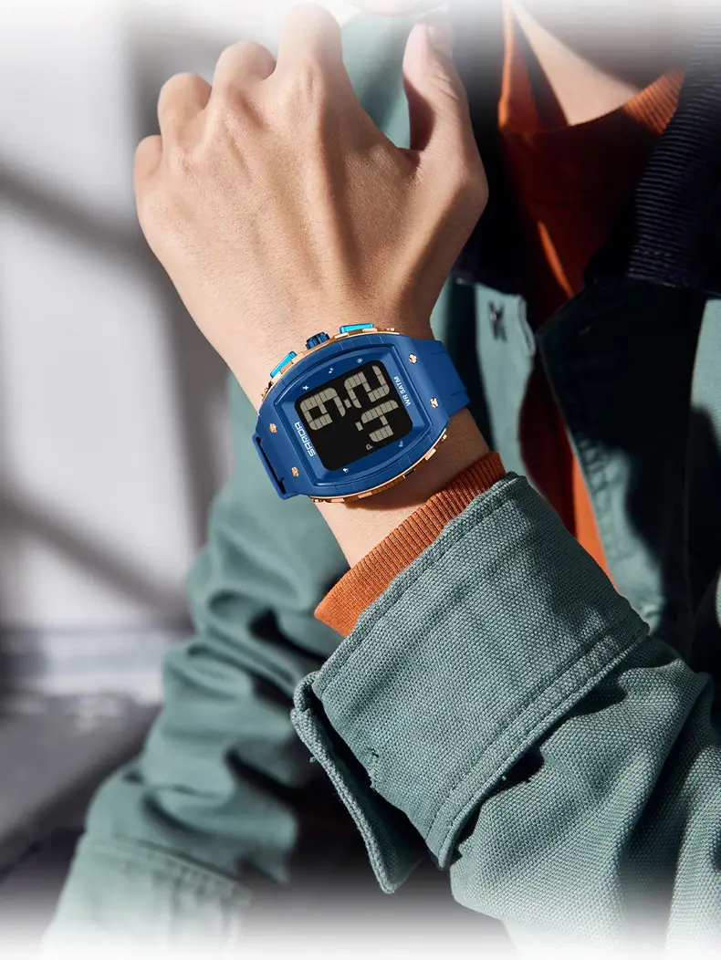 Sanda Waterproof Digital Watch Blue Elderly Large Screen — feature 36