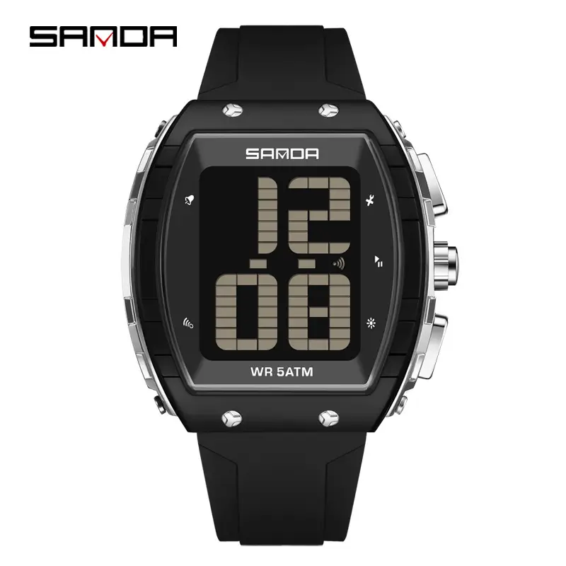 Sanda Waterproof Digital Watch Blue Elderly Large Screen - Image 2