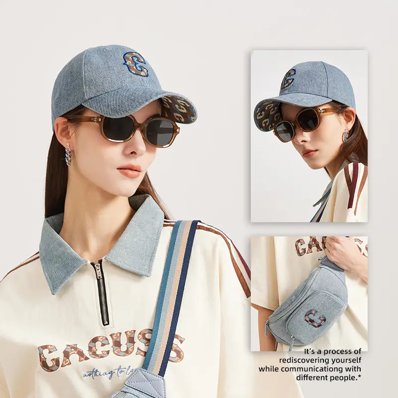 Women's Embroidered Baseball Cap with Crossbody Bag