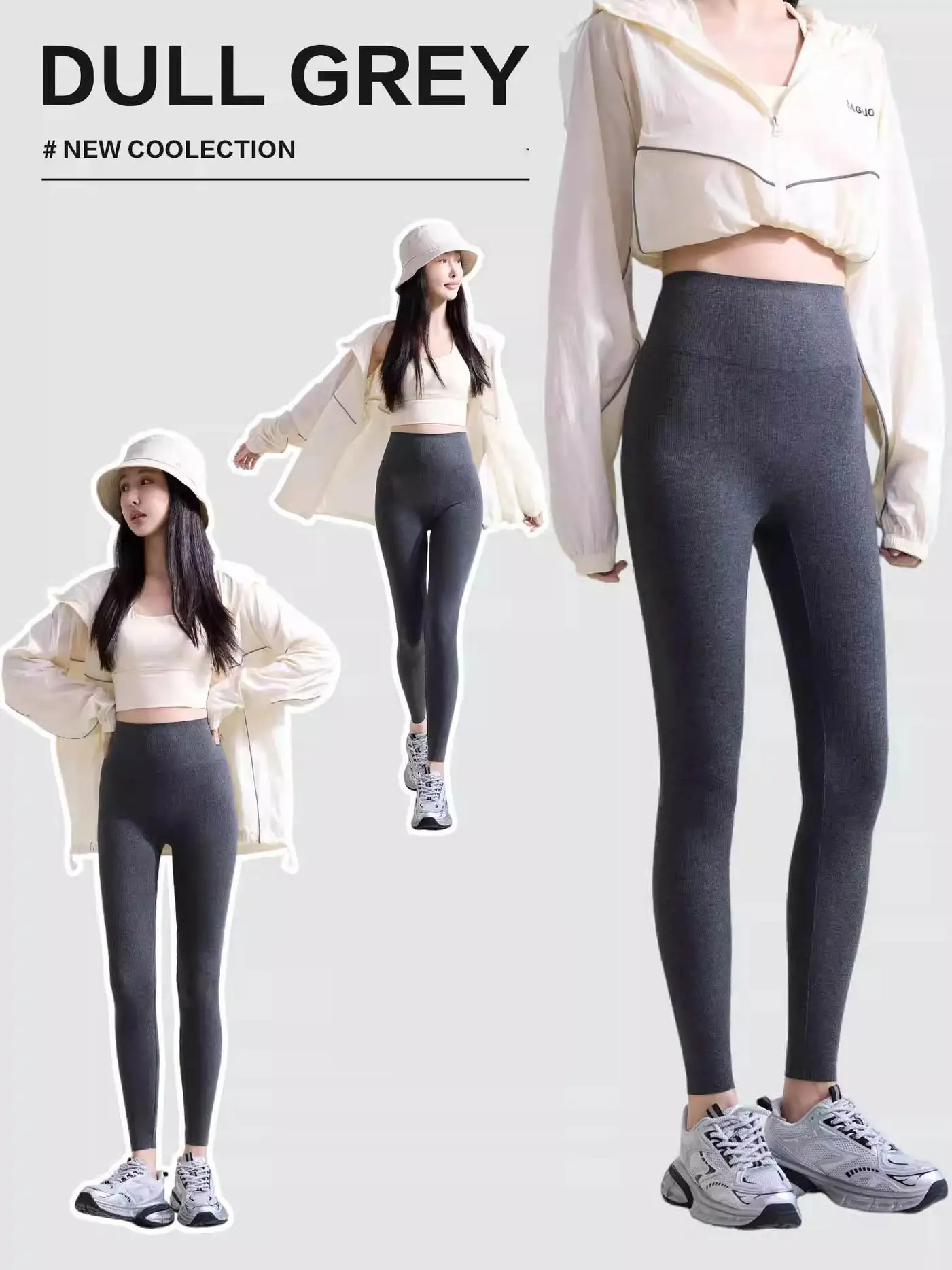 Women Black High Waist Yoga Leggings 9 Points Cotton - Image 4