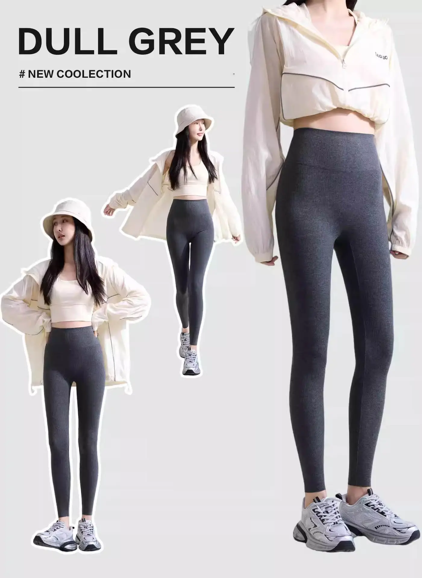 Women Black High Waist Yoga Leggings 9 Points Cotton — feature 3