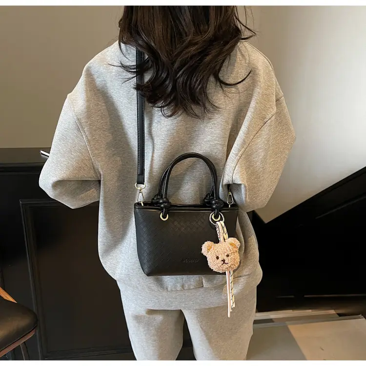 Pink Textured Handheld Shoulder Bag for Women — feature 11