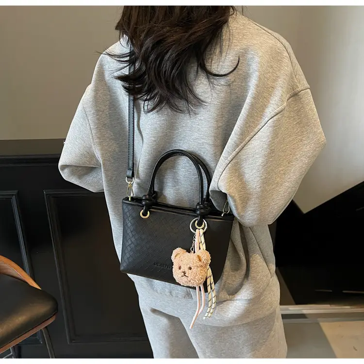 Pink Textured Handheld Shoulder Bag for Women — feature 12