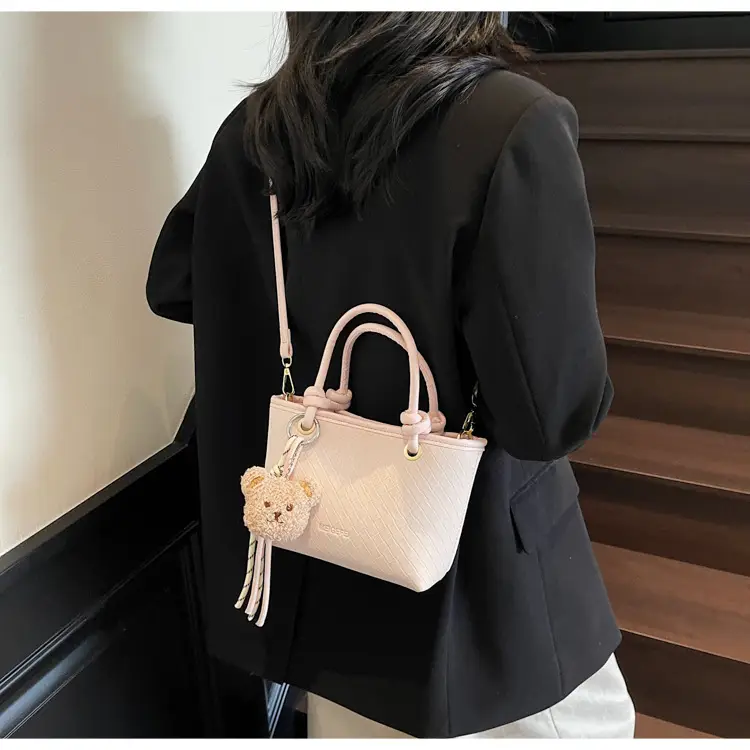 Pink Textured Handheld Shoulder Bag for Women — feature 15