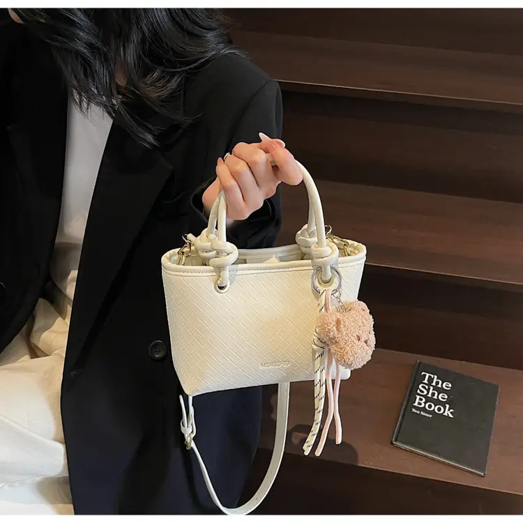 Pink Textured Handheld Shoulder Bag for Women — feature 19