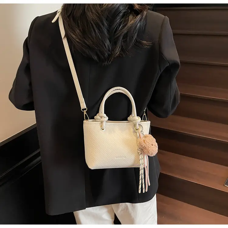 Pink Textured Handheld Shoulder Bag for Women — feature 21