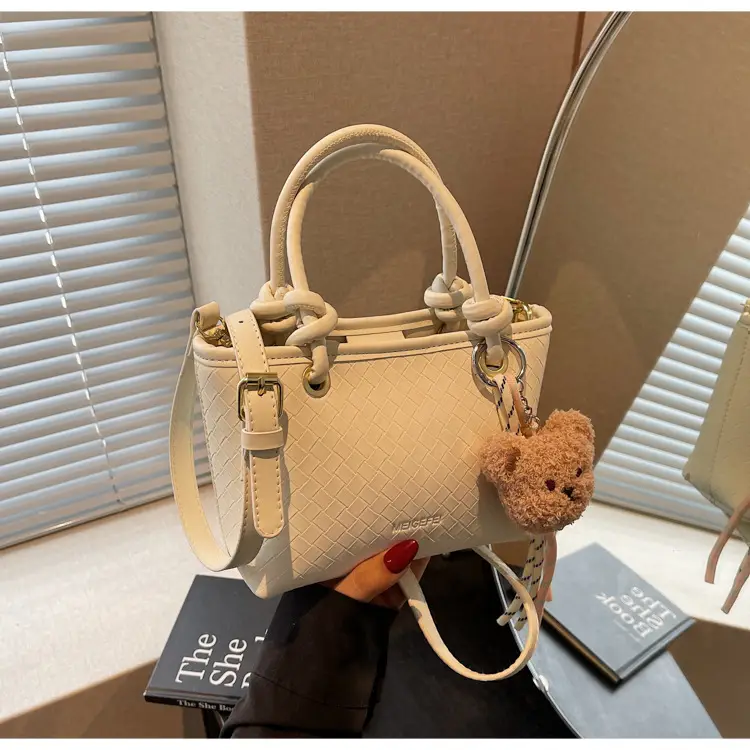 Pink Textured Handheld Shoulder Bag for Women — feature 26