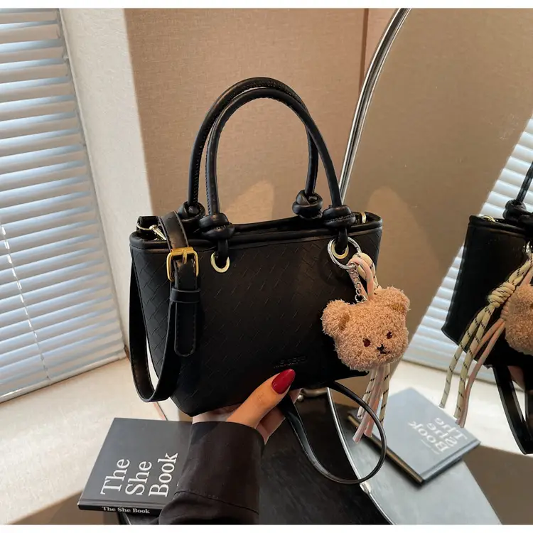 Pink Textured Handheld Shoulder Bag for Women — feature 27