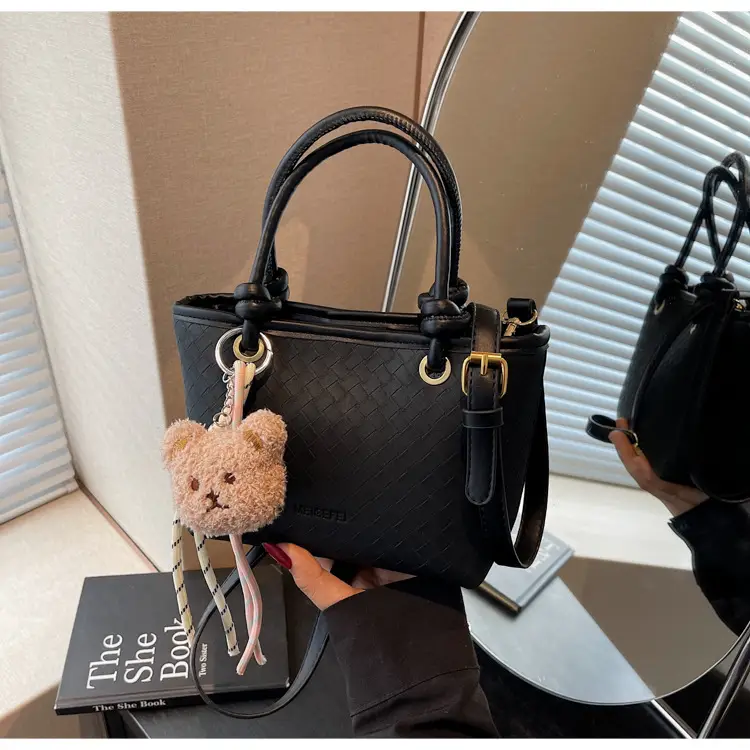 Pink Textured Handheld Shoulder Bag for Women — feature 28