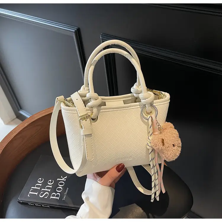 Pink Textured Handheld Shoulder Bag for Women — feature 31