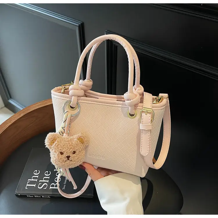 Pink Textured Handheld Shoulder Bag for Women — feature 33