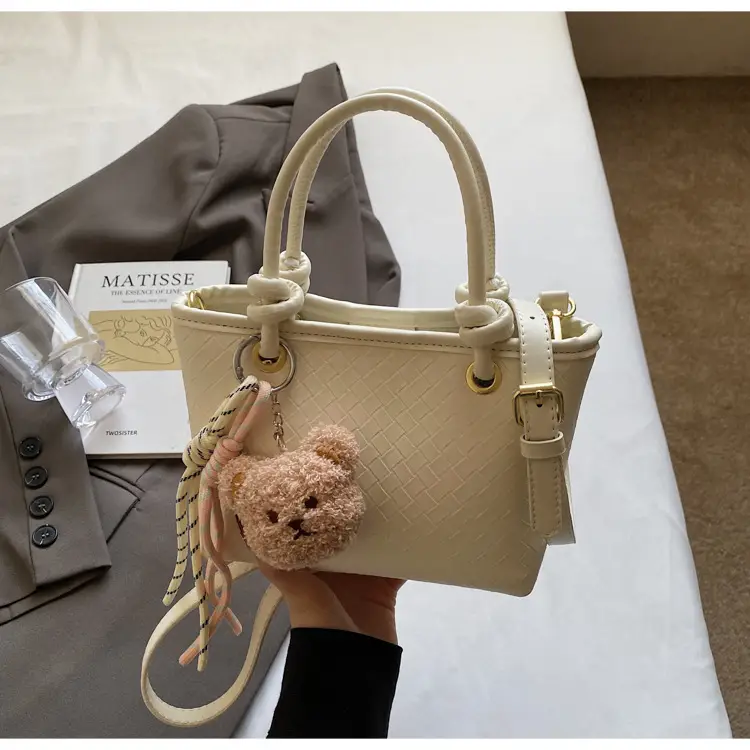 Pink Textured Handheld Shoulder Bag for Women — feature 38