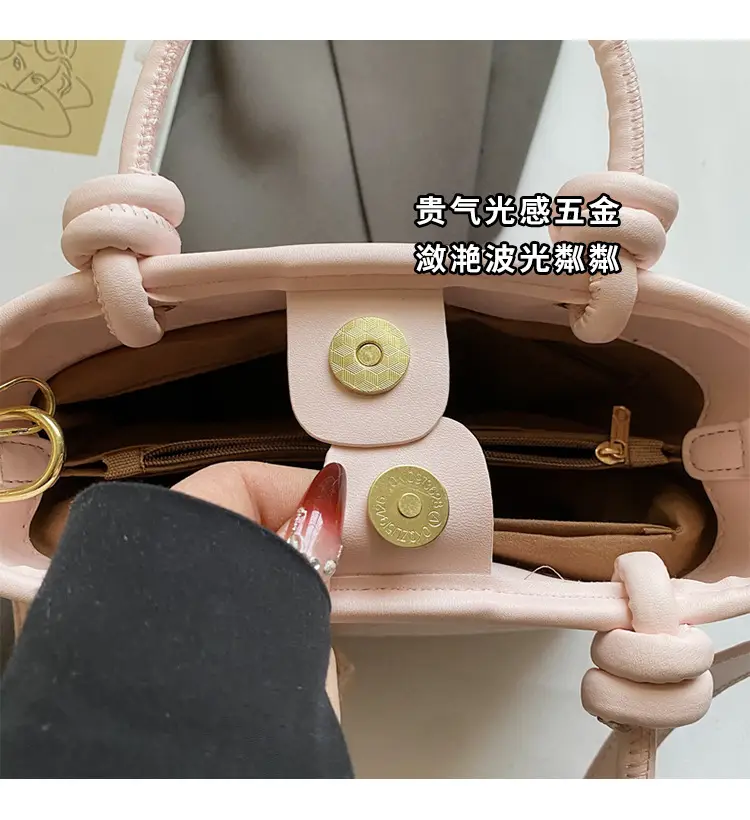 Pink Textured Handheld Shoulder Bag for Women — feature 4