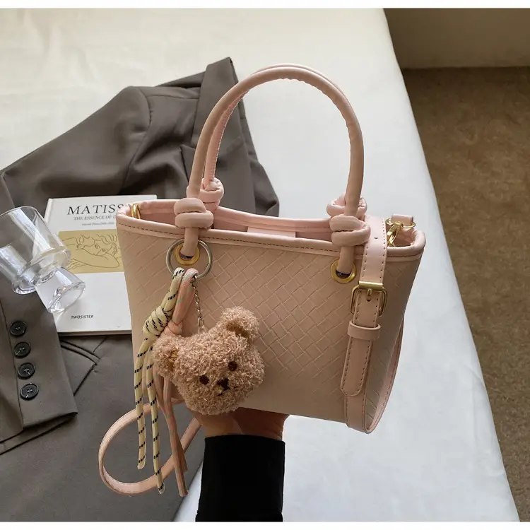 Pink Textured Handheld Shoulder Bag for Women — feature 41