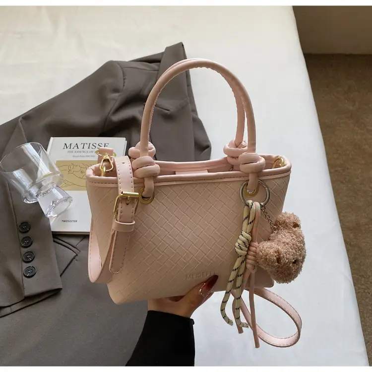Pink Textured Handheld Shoulder Bag for Women — feature 42
