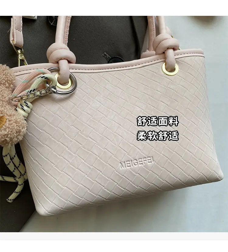 Pink Textured Handheld Shoulder Bag for Women — feature 5