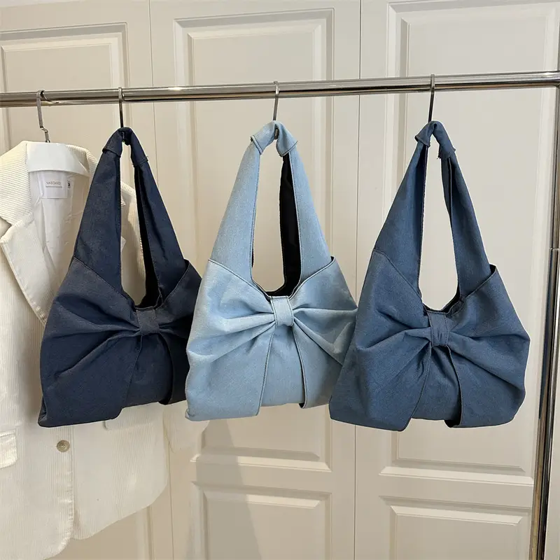 2025 New Fashion Denim Bow Shoulder Bags - Image 4