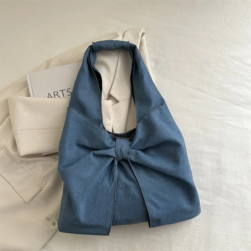 2025 New Fashion Denim Bow Shoulder Bags - Image 3