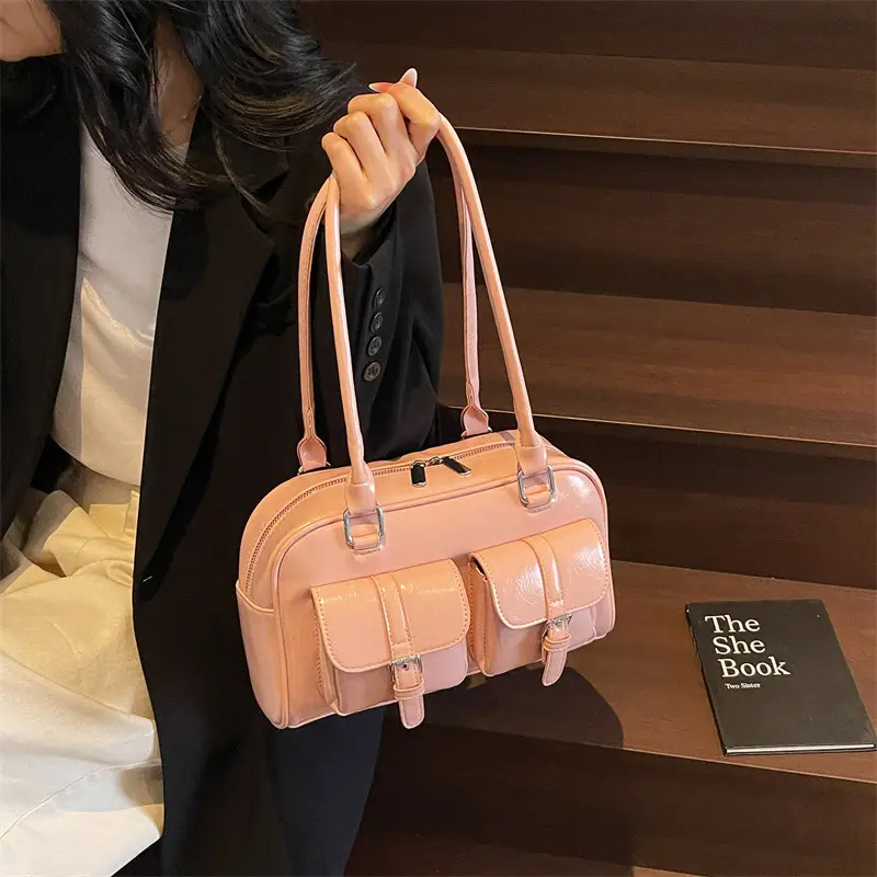 Women's Pink Satchel Tote Bag with 2 Handles - Image 9