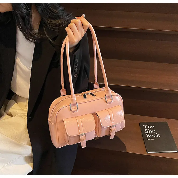 Women's Pink Satchel Tote Bag with 2 Handles — feature 23