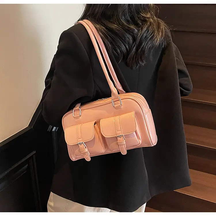 Women's Pink Satchel Tote Bag with 2 Handles — feature 24