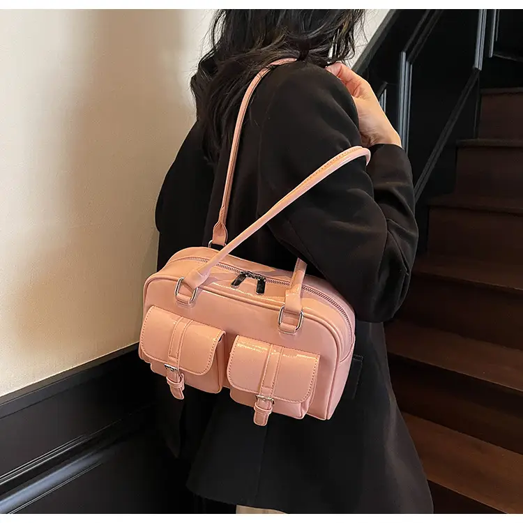 Women's Pink Satchel Tote Bag with 2 Handles — feature 25