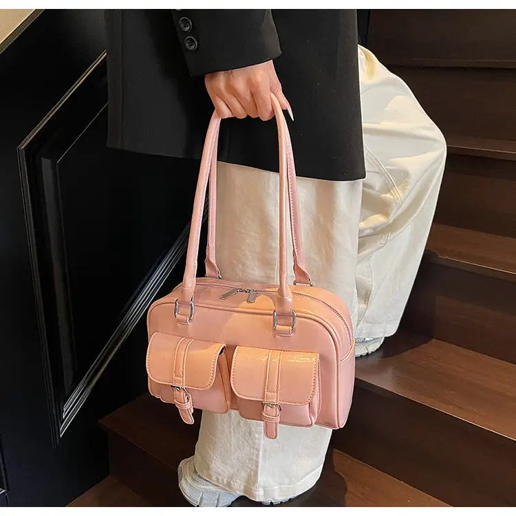 Women's Pink Satchel Tote Bag with 2 Handles — feature 26