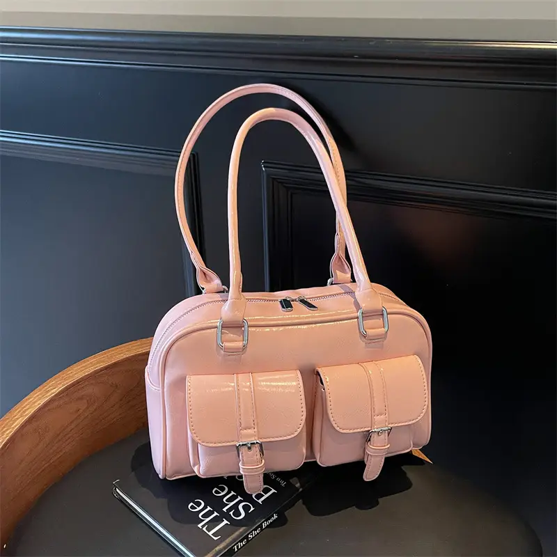 Women's Pink Satchel Tote Bag with 2 Handles - Image 7